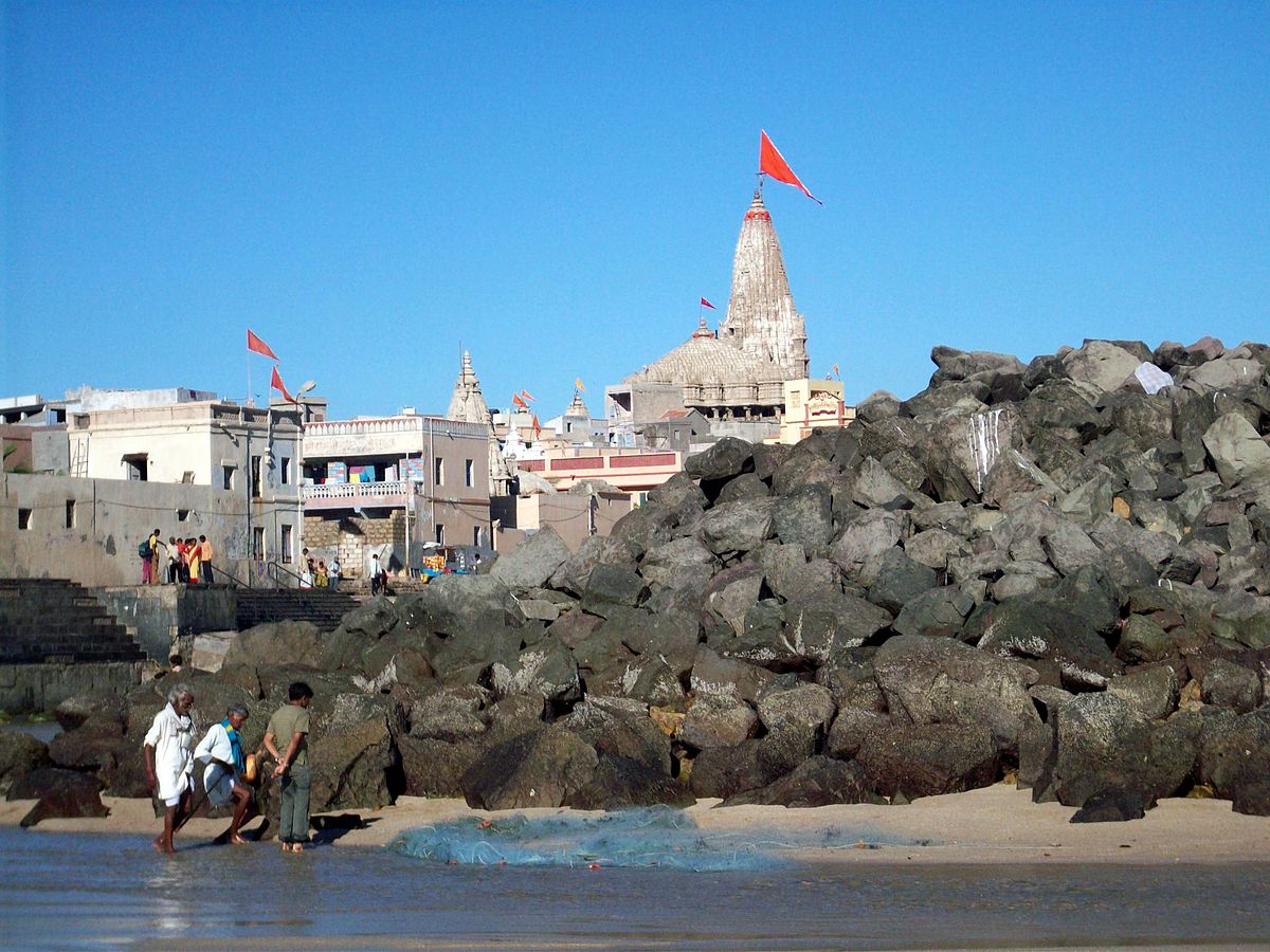 Promenade with Rocky Beach with a Temple at Distance - Devbhumi Dwarka,  Gujarat, India Stock Photo - Image of expedition, esplanade: 157168506