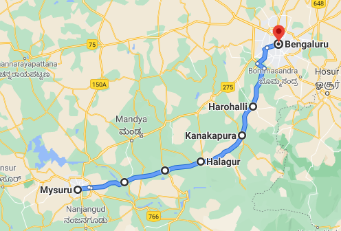 Mysore Bangalore Map 02 