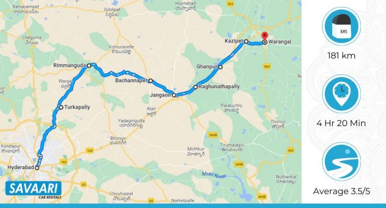 modi warangal trip route map