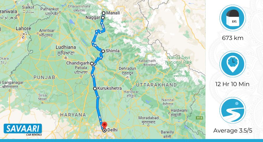 Manali to Delhi by Road - Distance, Time, Routes & More