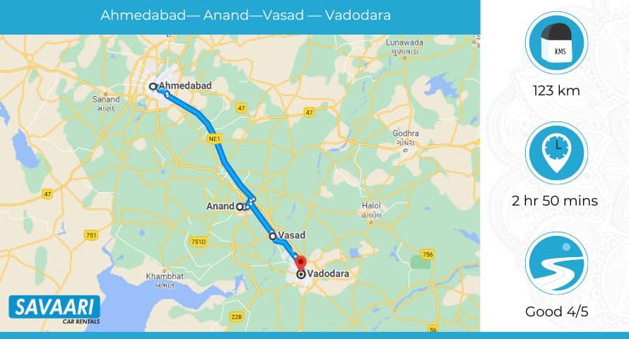 Ahmedabad to Vadodara via NE1