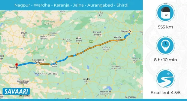 Popular routes to travel from Nagpur to Shirdi