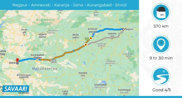 Nagpur to Shirdi route 2