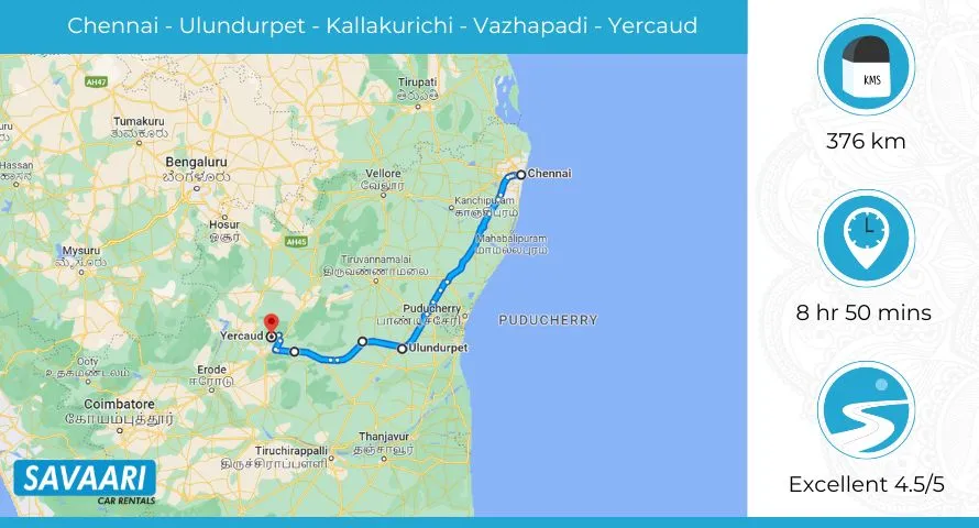 Chennai to Yercaud via the Chennai-Trichy Highway
