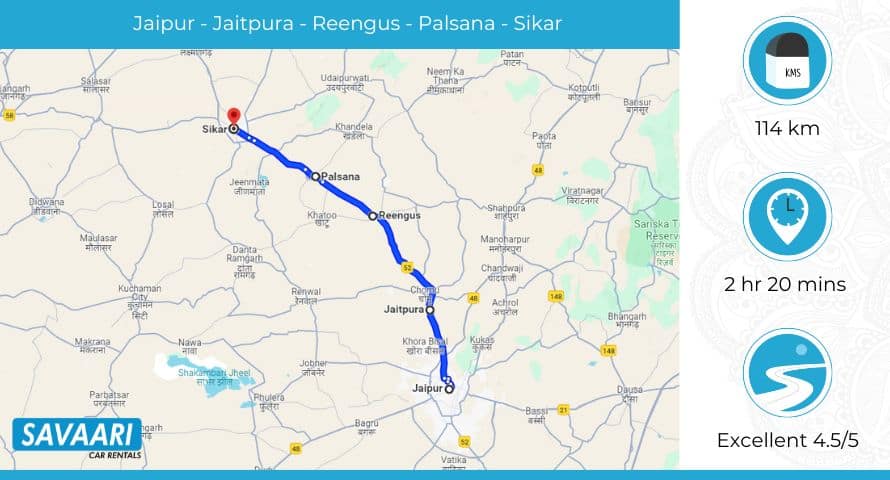 Jaipur to Sikar route 1