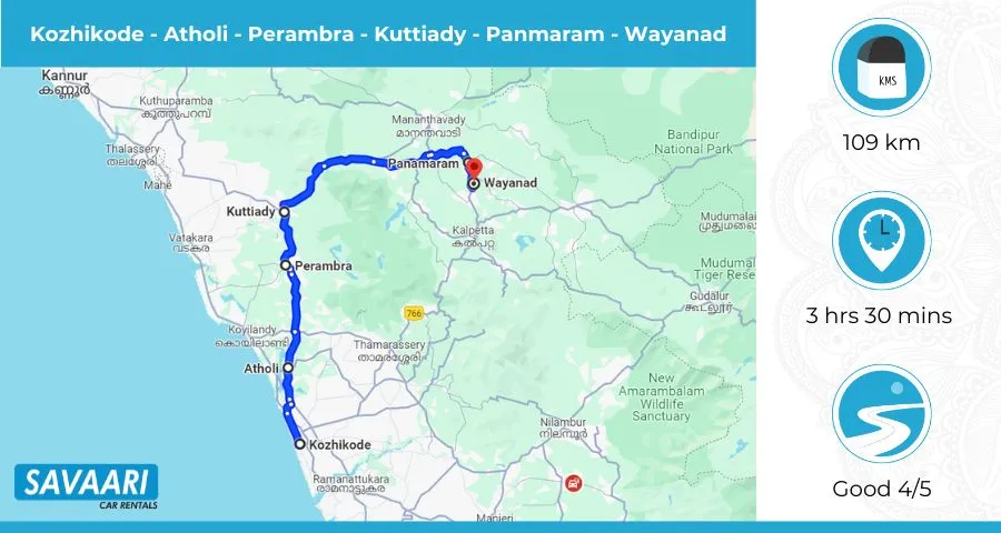 Route 2: Kozhikode to Wayanad via Atholi