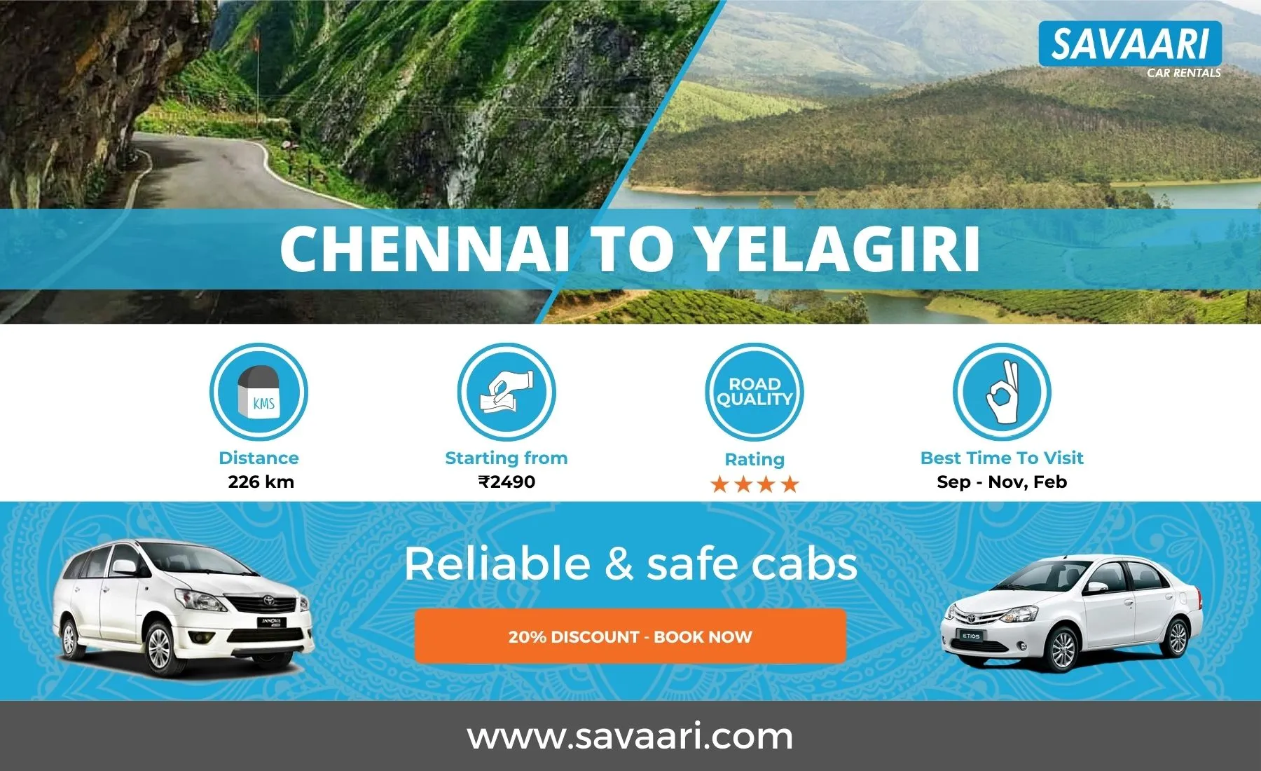 Chennai to Yelagiri cabs