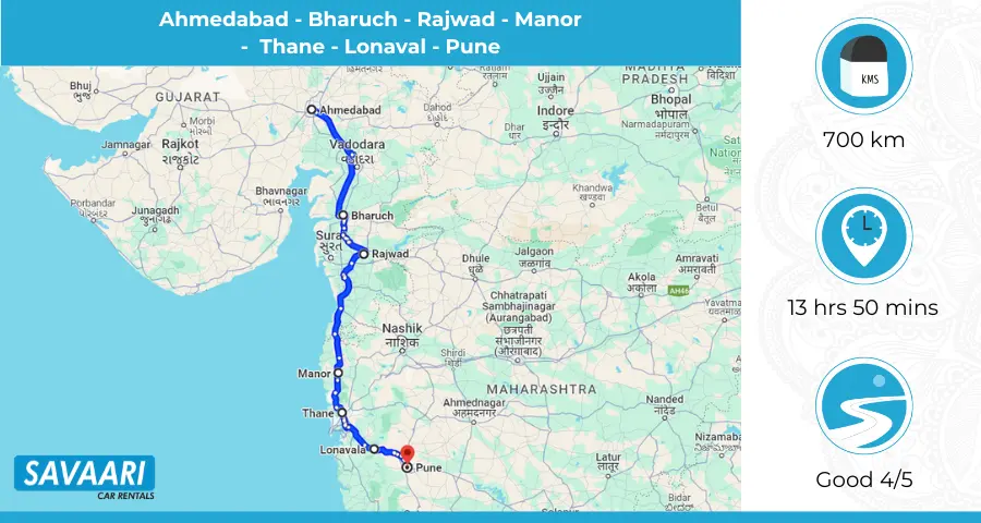 Ahmedabad to Pune - Route 1