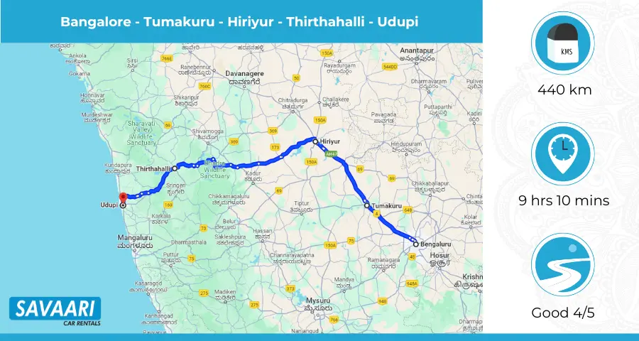 Bangalore to Udupi - Route 2