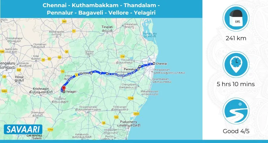 Chennai to Yelagiri Route 1