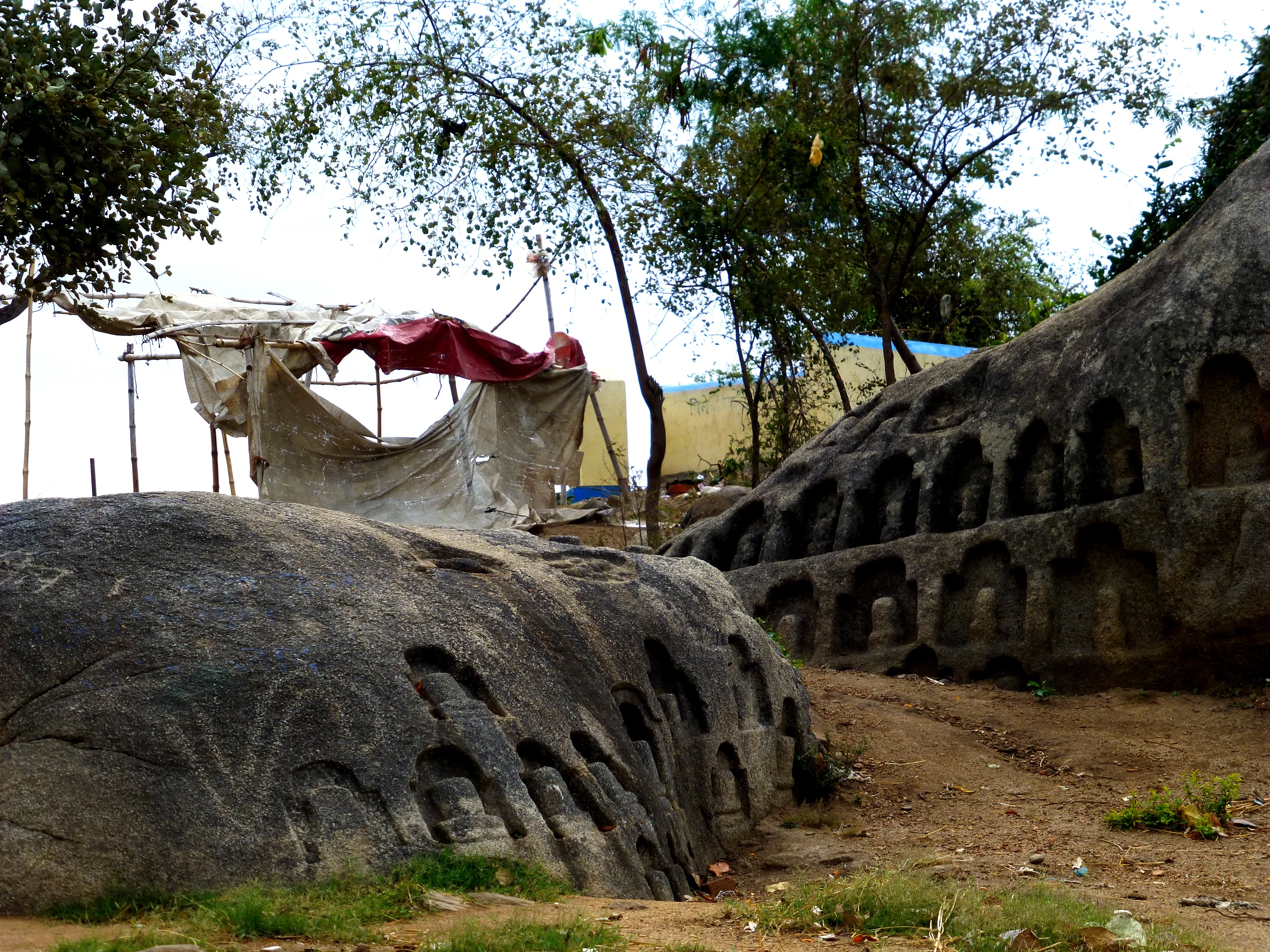 Barabar Caves Lingas Carved in Rock near Peak