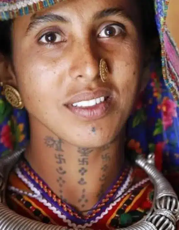 Tribal tattoos India - Tattoos on Bhil women